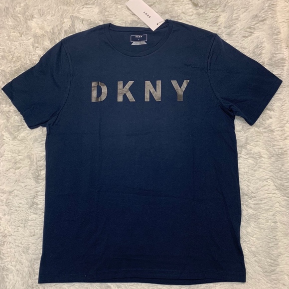 NWT Mens DKNY Navy Blue Short Sleeve Tee - Picture 1 of 1